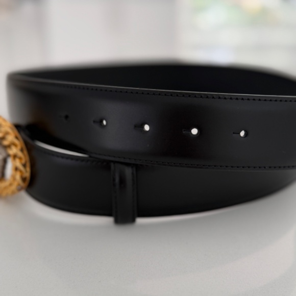 Versace Medusa Chain Buckle Belt in Black Leather main image 6